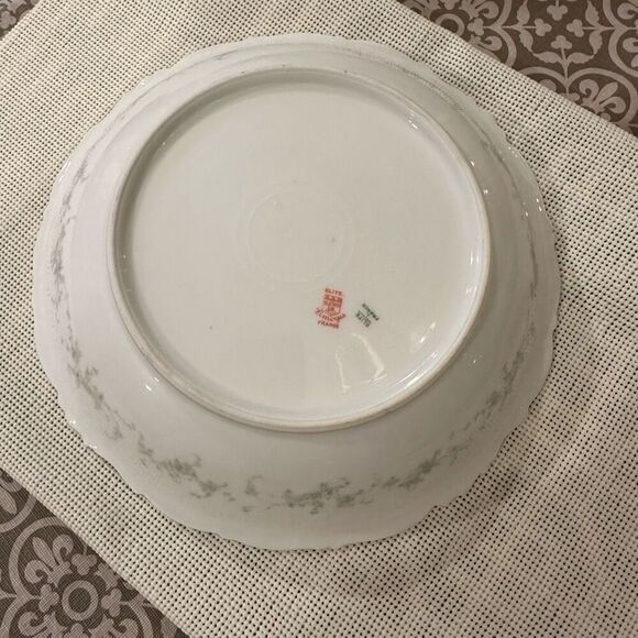 Limoges‎ France RARE Antique Elite Round Serving Dish Bowl Handpainted Gold Trim - Picture 6 of 8